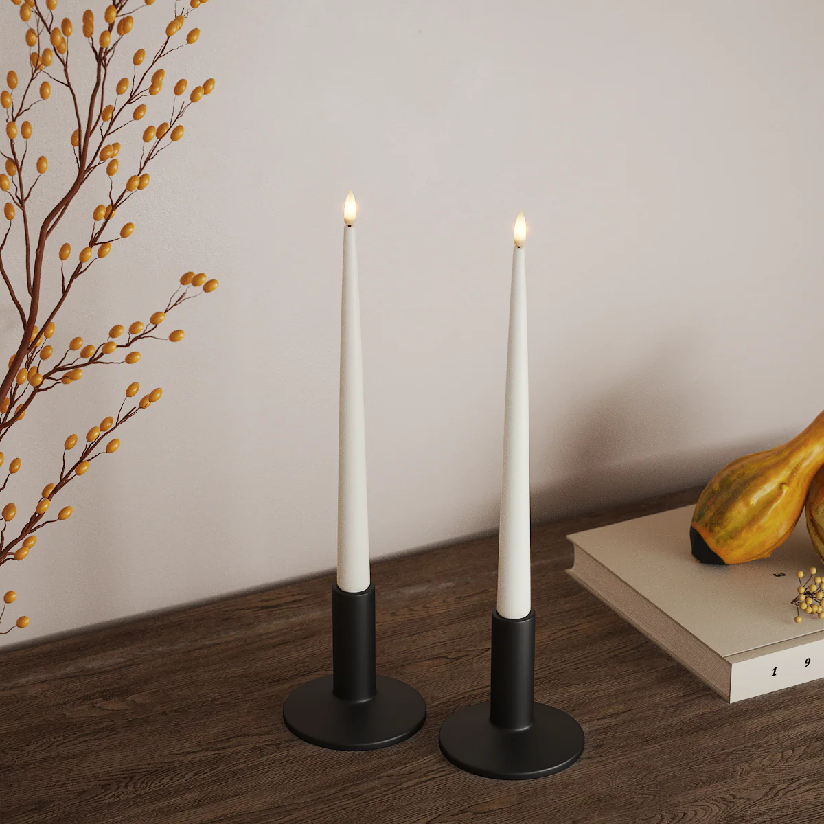 DELUXE Homeart, LED Kapea kynttilä kiiltävä 2 kappaletta (28 cm) Valkoinen