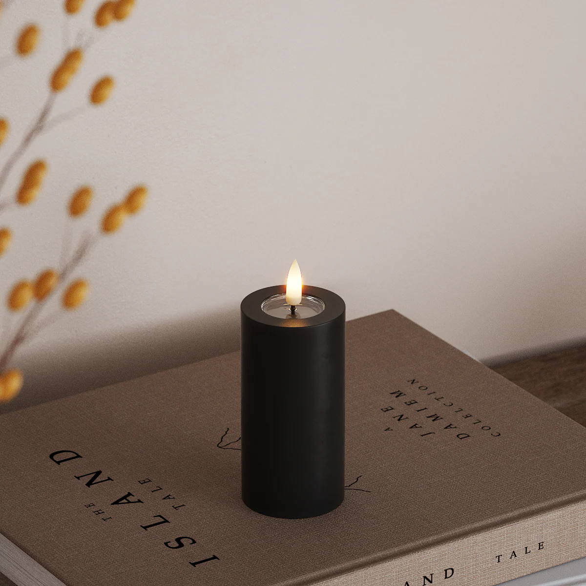DELUXE Homeart, LED pylväskynttilä, Ø 5 X 10 cm, Musta