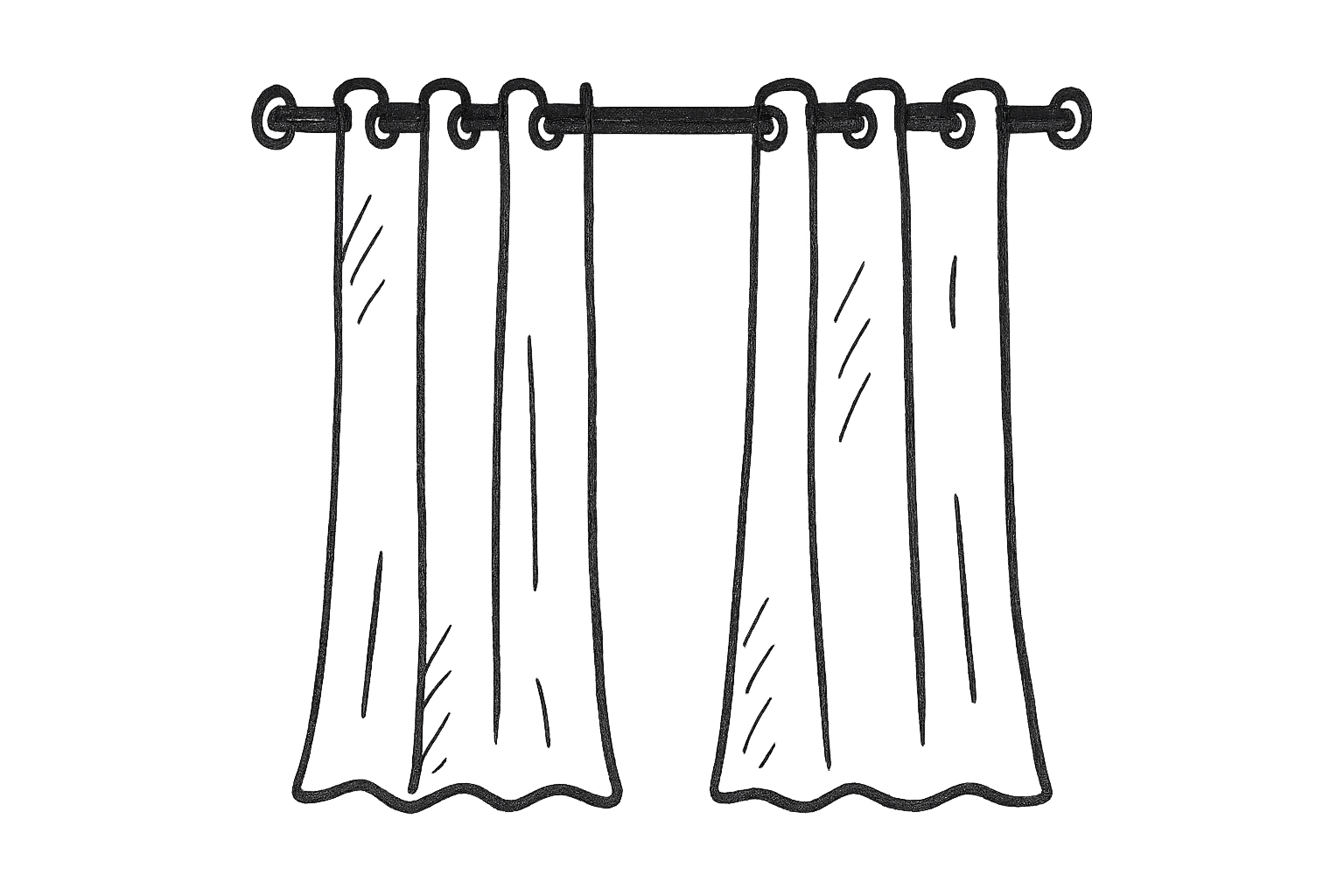 Black transparent doodle style icon for eyelet curtain category