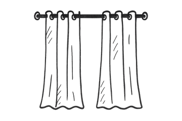 Black transparent doodle style icon for eyelet curtain category