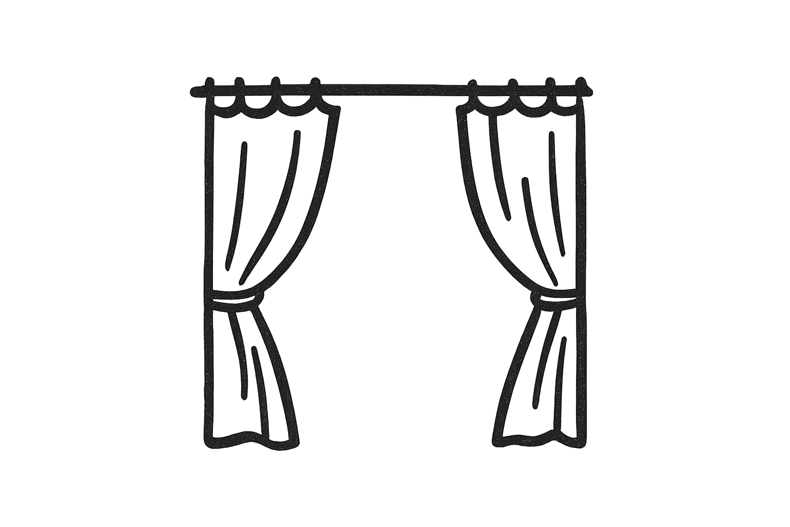 Black transparent doodle style icon for side curtain category