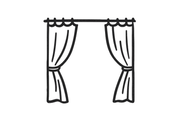 Black transparent doodle style icon for side curtain category