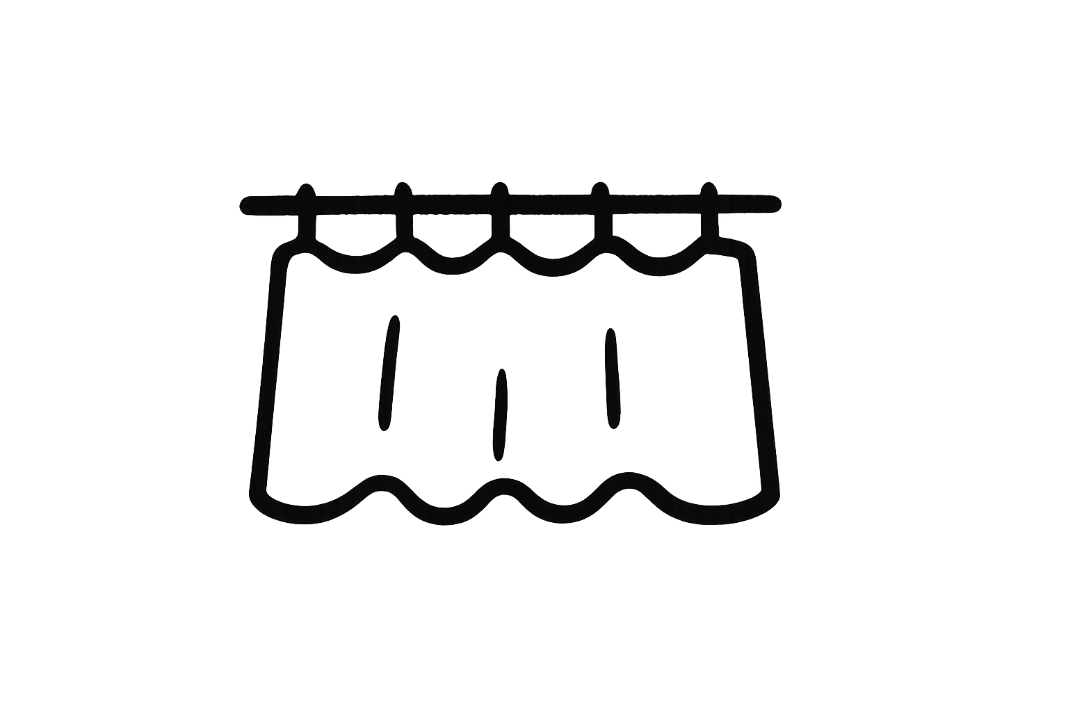 Black transparent doodle style icon for valance curtain category