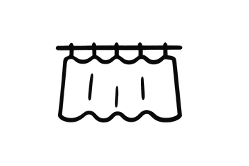 Black transparent doodle style icon for valance curtain category