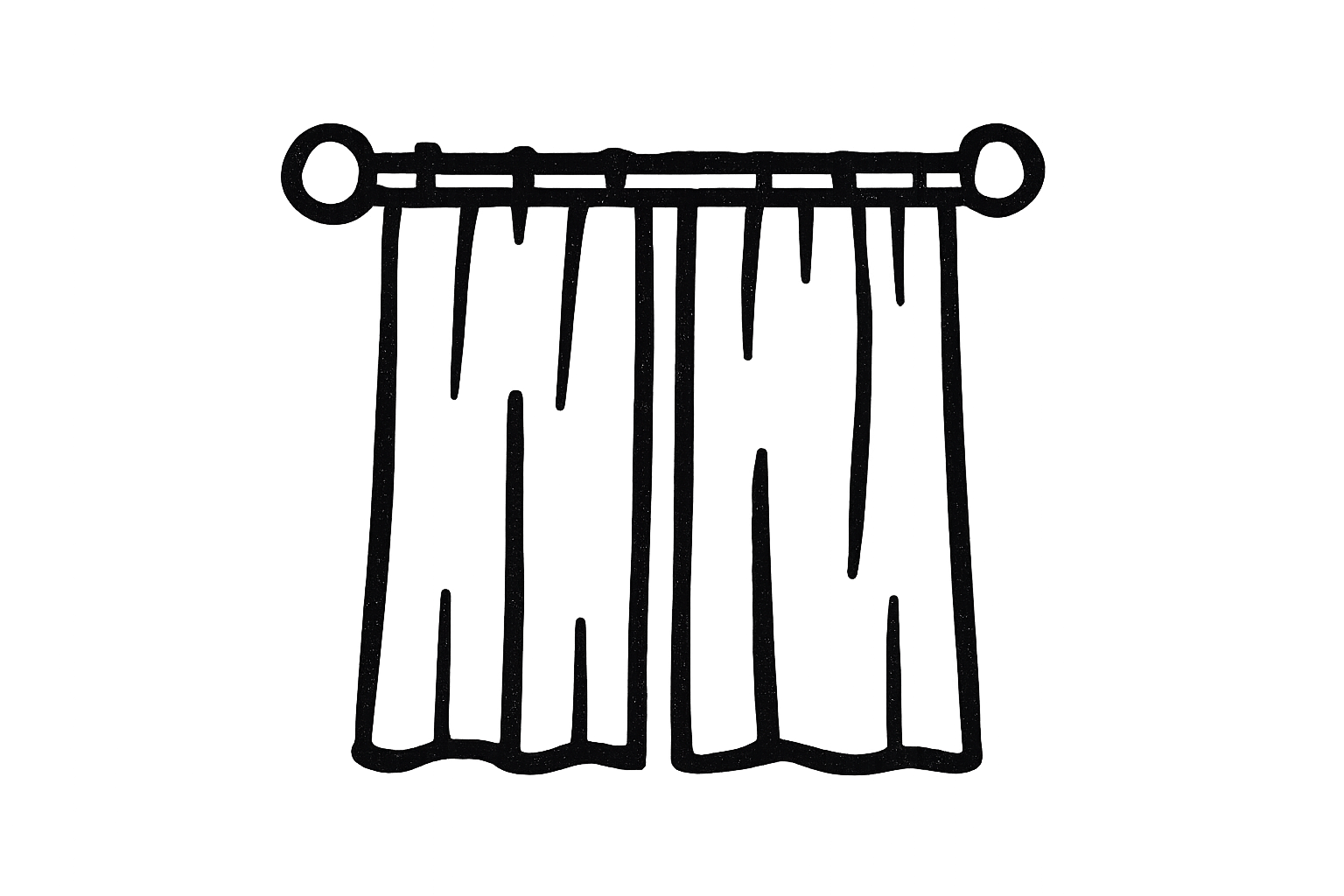 Create a transparent black icon in doodle style for Black Out Curtains category