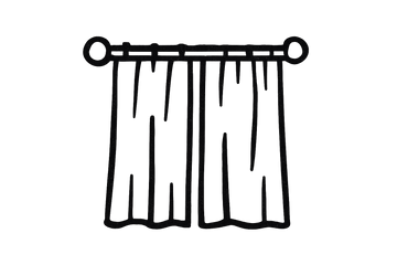 Create a transparent black icon in doodle style for Black Out Curtains category