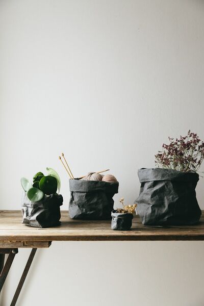 Uashmana paperipussi, väri tumman harmaa, S, M, L